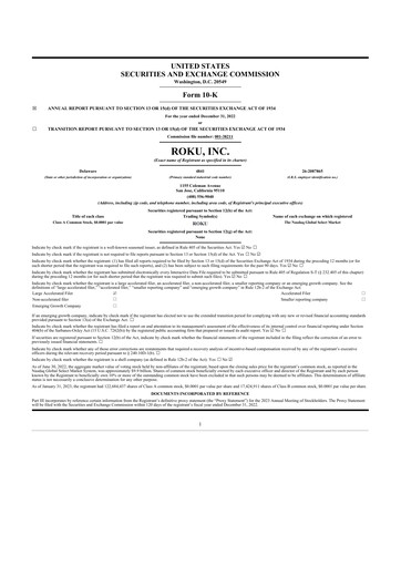 Thumbnail Roku 10-K Annual Report 2022