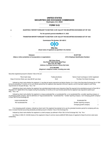 Thumbnail Olo Inc. 10-Q Quarterly Report FY2022 