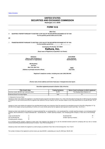 Thumbnail Kaltura 10-Q Quarterly Report FY2023 