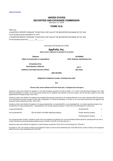 Vorschaubild AppFolio
 10-Q Quartalsbericht 2017 
