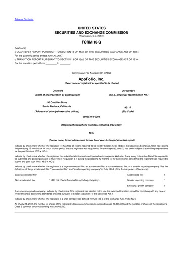 Vorschaubild AppFolio
 10-Q Quartalsbericht 2017 