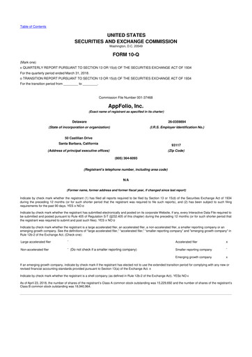 Vorschaubild AppFolio
 10-Q Quartalsbericht 2018 