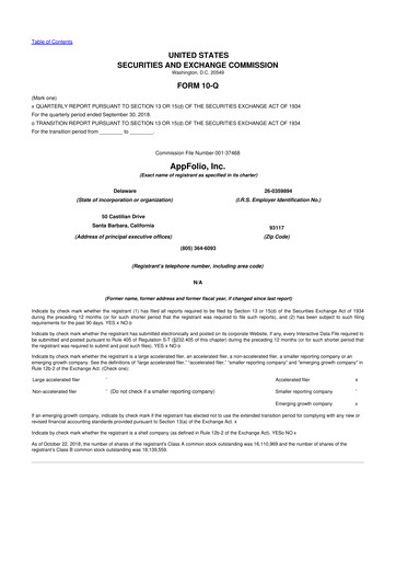 Vorschaubild AppFolio
 10-Q Quartalsbericht 2018 