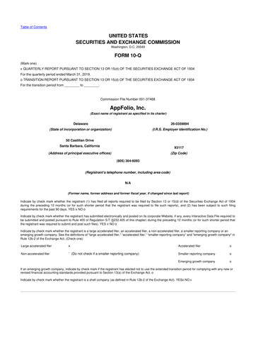 Vorschaubild AppFolio
 10-Q Quartalsbericht 2019 