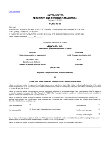 Vorschaubild AppFolio
 10-Q Quartalsbericht 2019 