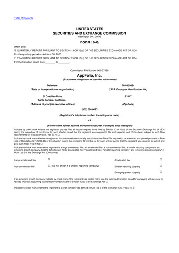 Vorschaubild AppFolio
 10-Q Quartalsbericht 2020 