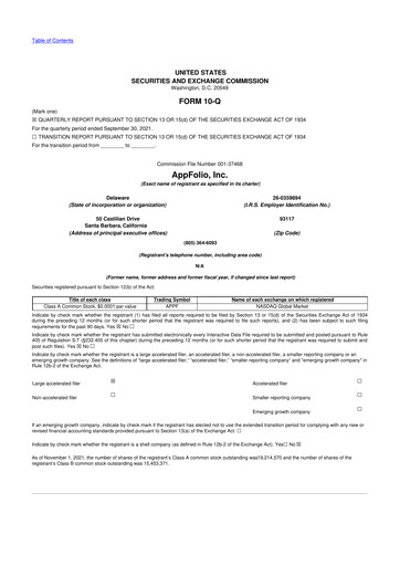 Vorschaubild AppFolio
 10-Q Quartalsbericht 2021 