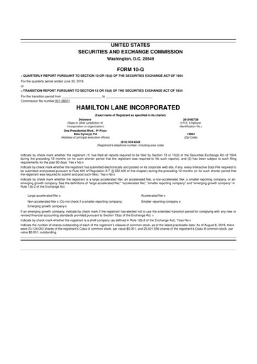 Thumbnail Hamilton Lane 10-Q Quarterly Report FY2019 