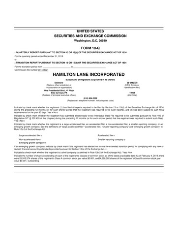 Thumbnail Hamilton Lane 10-Q Quarterly Report FY2019 