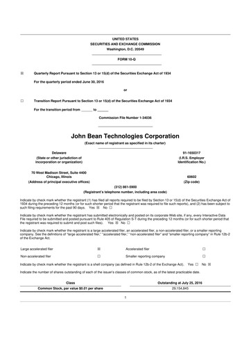Thumbnail JBT Marel Corporation 10-Q Quarterly Report FY2016 