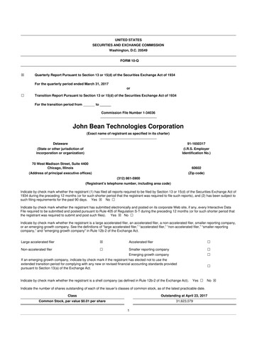 Thumbnail JBT Marel Corporation 10-Q Quarterly Report FY2017 