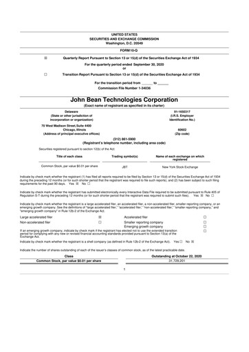 Thumbnail JBT Marel Corporation 10-Q Quarterly Report FY2020 