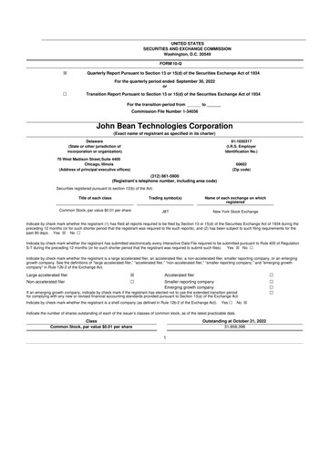 Thumbnail JBT Marel Corporation 10-Q Quarterly Report FY2022 