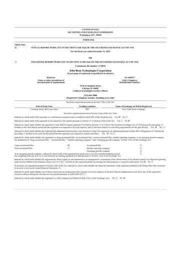Thumbnail JBT Marel Corporation 10-K Annual Report 2023