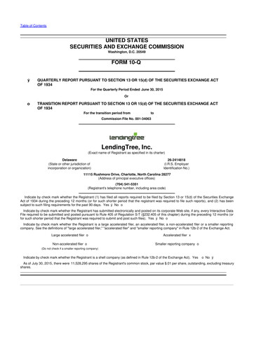 Miniature LendingTree 10-Q Rapport trimestriel 2015 