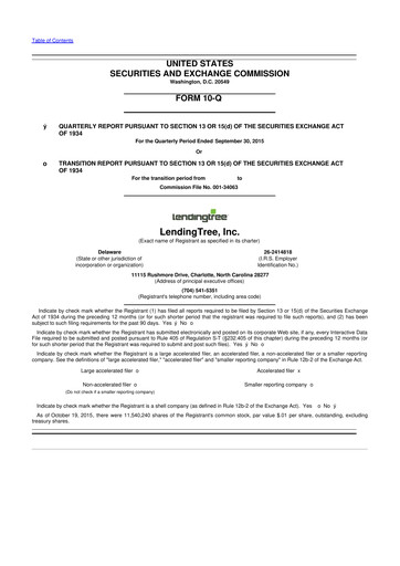 Miniature LendingTree 10-Q Rapport trimestriel 2015 