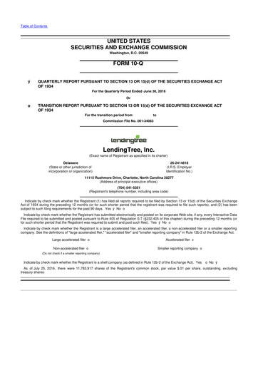 Miniature LendingTree 10-Q Rapport trimestriel 2016 