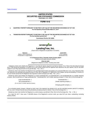 Miniature LendingTree 10-Q Rapport trimestriel 2017 