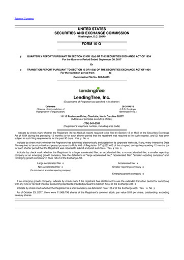 Miniature LendingTree 10-Q Rapport trimestriel 2017 