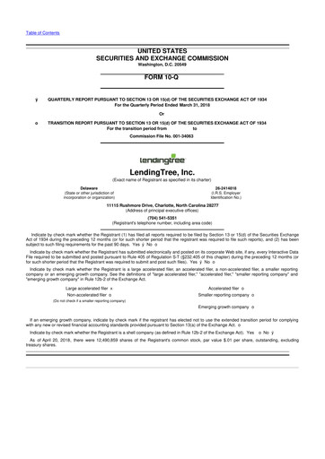 Miniature LendingTree 10-Q Rapport trimestriel 2018 