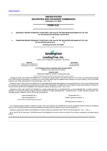 Miniature LendingTree 10-Q Rapport trimestriel 2018 