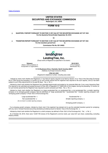 Miniature LendingTree 10-Q Rapport trimestriel 2018 