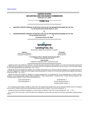 Miniature LendingTree 10-Q Rapport trimestriel 2019 