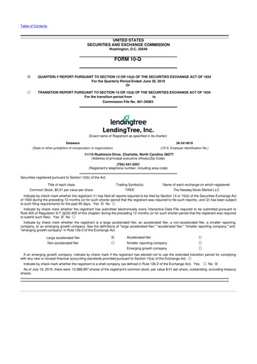 Miniature LendingTree 10-Q Rapport trimestriel 2019 