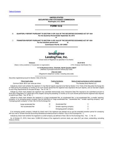 Miniature LendingTree 10-Q Rapport trimestriel 2019 