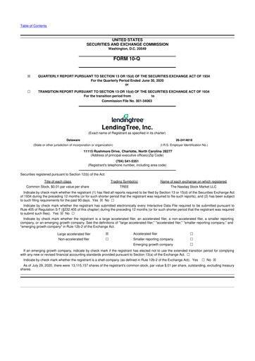 Miniature LendingTree 10-Q Rapport trimestriel 2020 