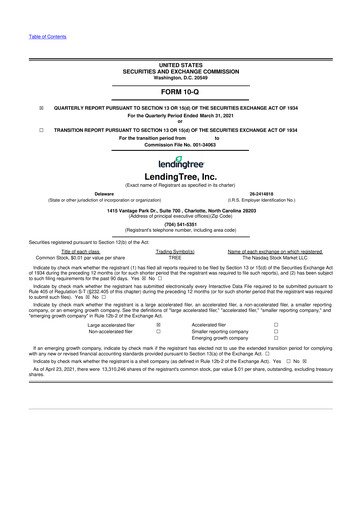 Miniature LendingTree 10-Q Rapport trimestriel 2021 