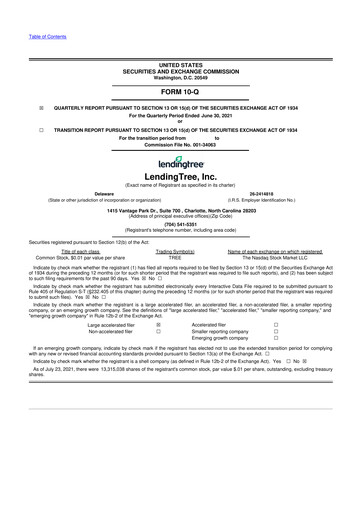 Miniature LendingTree 10-Q Rapport trimestriel 2021 