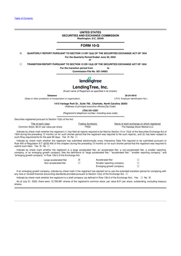 Miniature LendingTree 10-Q Rapport trimestriel 2022 