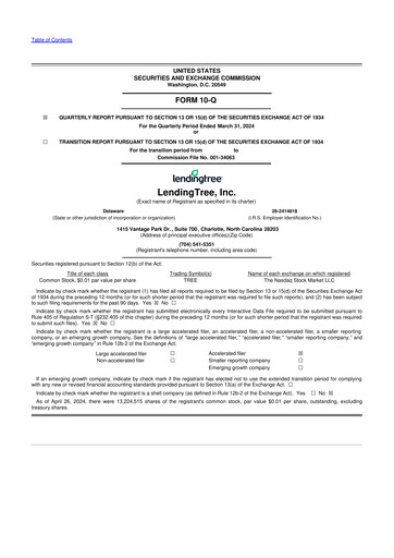 Miniature LendingTree 10-Q Rapport trimestriel 2024 