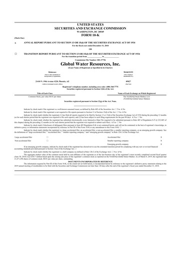 Thumbnail Global Water Resources 10-K Annual Report 2018