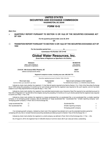 Thumbnail Global Water Resources 10-Q Quarterly Report FY2019 