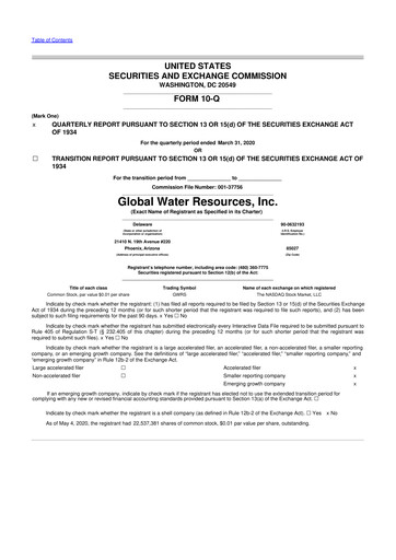 Thumbnail Global Water Resources 10-Q Quarterly Report FY2020 