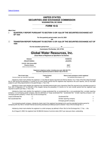 Thumbnail Global Water Resources 10-Q Quarterly Report FY2020 
