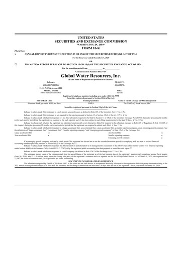 Thumbnail Global Water Resources 10-K Annual Report 2020