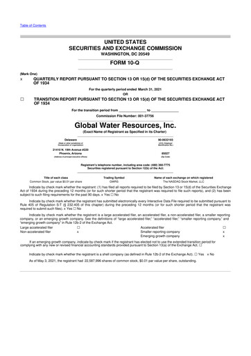 Thumbnail Global Water Resources 10-Q Quarterly Report FY2021 