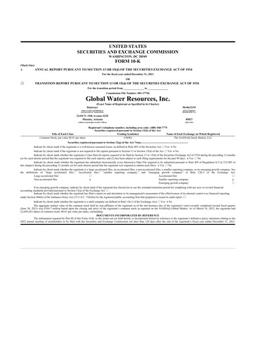 Thumbnail Global Water Resources 10-K Annual Report 2021