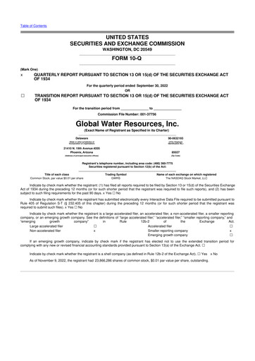 Thumbnail Global Water Resources 10-Q Quarterly Report FY2022 