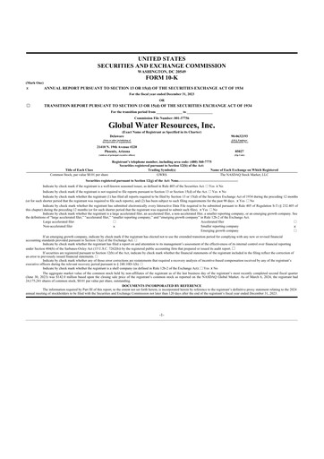 Thumbnail Global Water Resources 10-K Annual Report 2023