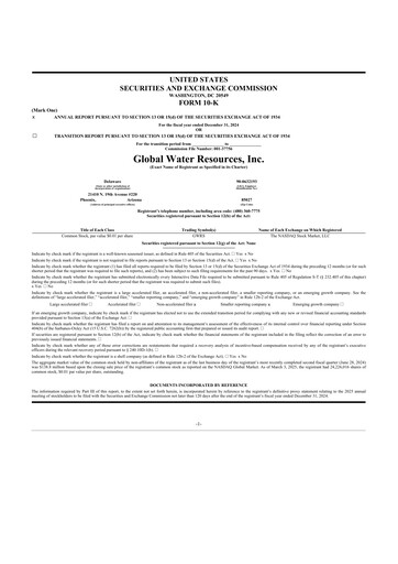 Thumbnail Global Water Resources 10-K Annual Report 2024