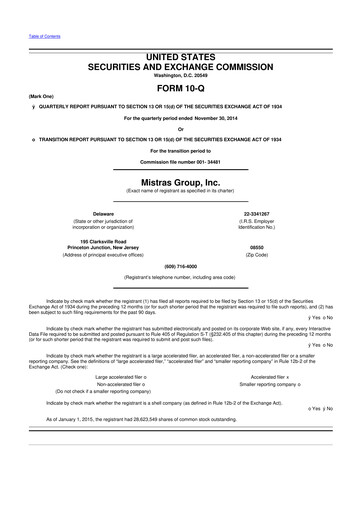 Thumbnail MISTRAS Group
 10-Q Quarterly Report FY2015 
