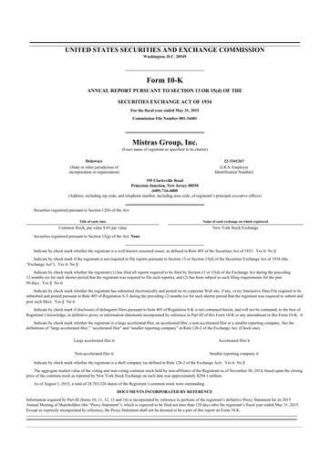 Thumbnail MISTRAS Group
 10-K Annual Report 2015