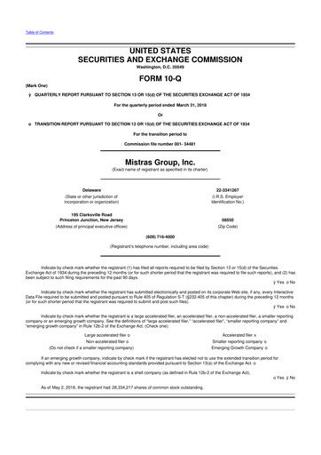 Thumbnail MISTRAS Group
 10-Q Quarterly Report FY2018 