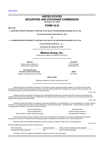 Thumbnail MISTRAS Group
 10-Q Quarterly Report FY2019 