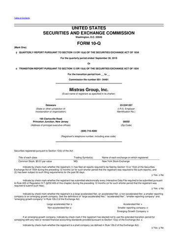 Thumbnail MISTRAS Group
 10-Q Quarterly Report FY2019 