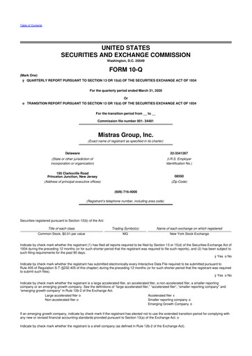 Thumbnail MISTRAS Group
 10-Q Quarterly Report FY2020 